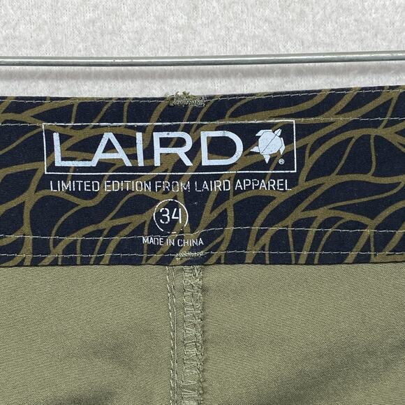 LAIRD Pants Mens 34 Performance Hiking Ankle Zip Drawstring Cotton Blend Green - Picture 4 of 16